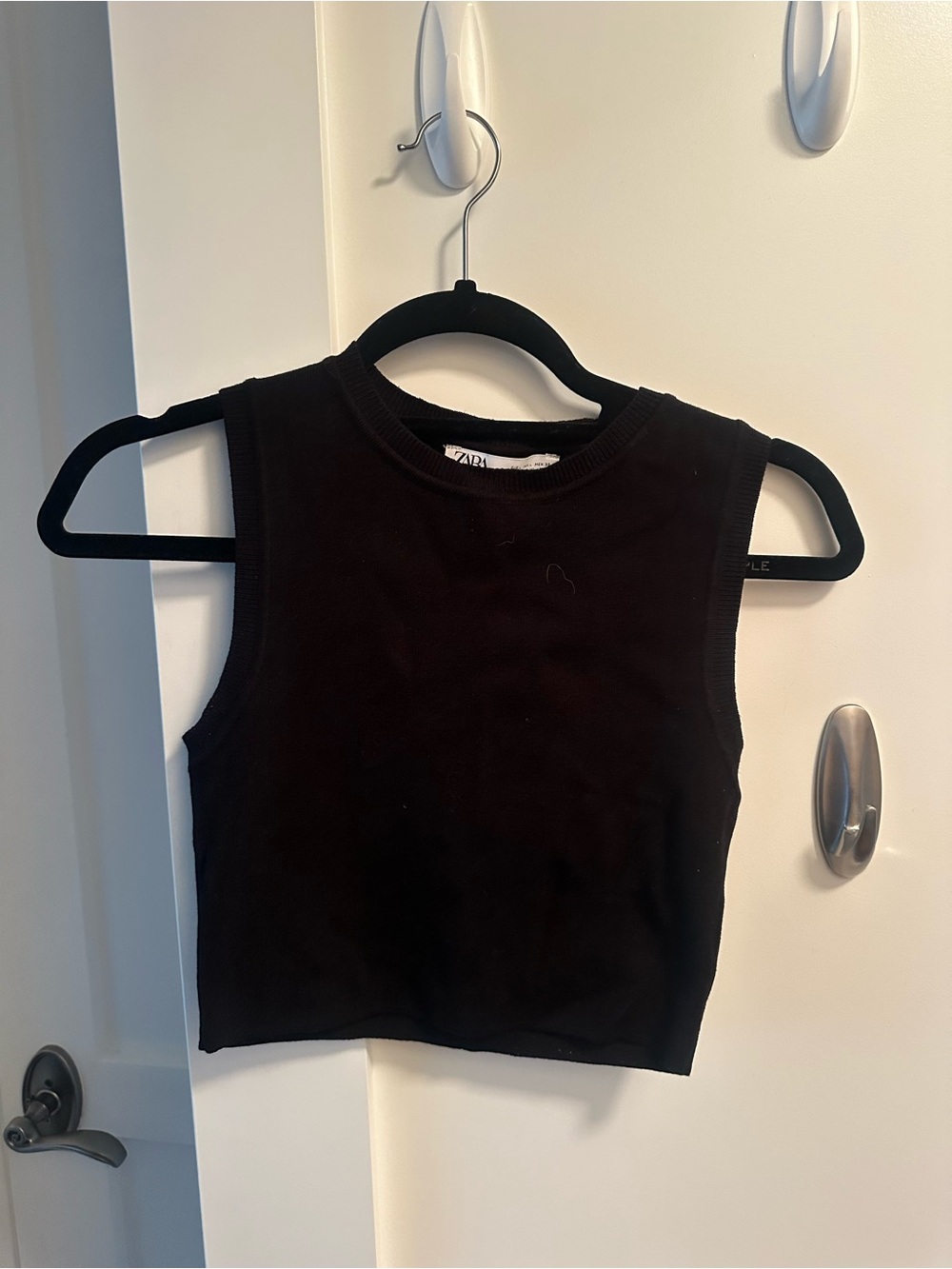 ZARA Black Ribbed Crop Tank Top for Kids